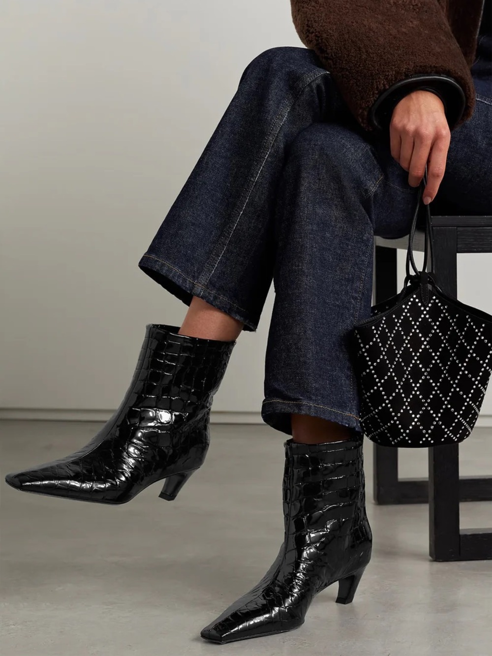 KHAITE Arizona Croc Embossed Boots